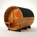 Traditional Barrel Sauna Designed for Ultimate Relaxation, 6-Person Capacity, Patchwork Cedar, Steam Heat