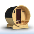 Outdoor Indoor Finland Pine Wet Dry Barrel Sauna 3-5 Person Front Porch Canopy 4.5 Kw ETL Certified Bitumen Shingle Roof