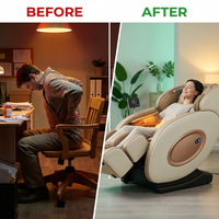 Massage Chair Zero Gravity Full Body with Heating and Bluetooth - Gold — Before & After